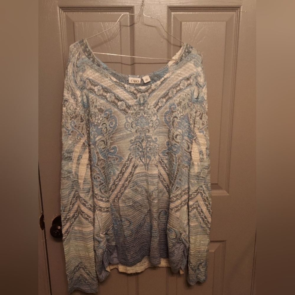 XL gentle used blue/green crew/swoop neck Cato sweater